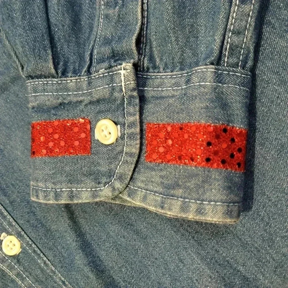 Vintage planet hollywood denim shirt size LARGE 100% cotton made in USA … - Picture 7 of 9